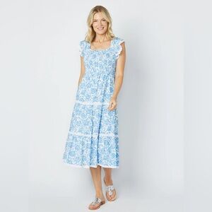 Sail & Sable Blue Floral Midi Dress
